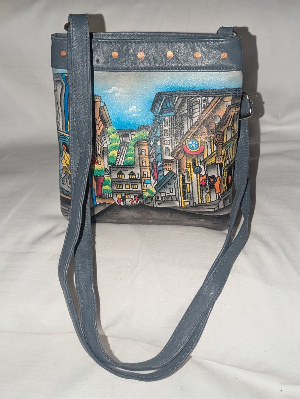 SHASHI Blue City Street Handpainted  Crossbody Bag